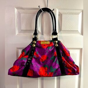 Betsey Johnson Purple skulls and roses 90s Y2k studded hobo handbag HTF RARE